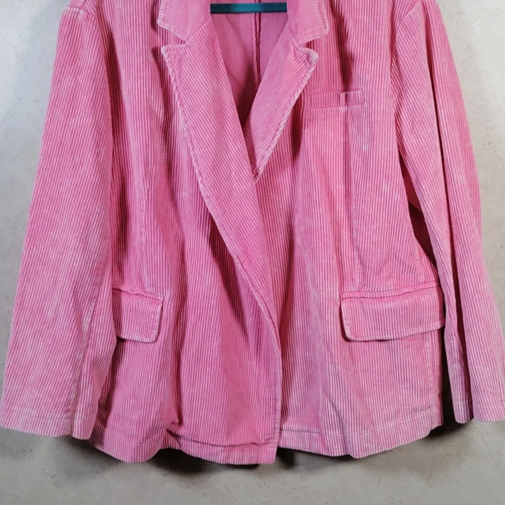 H195 POL pink distressed cotton corduroy blazer style jacket M